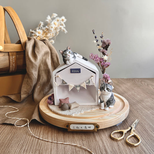 【訂製全身寵物】大玻璃罩 月落屋 主子家 小屋夜燈擴香 居家擺飾