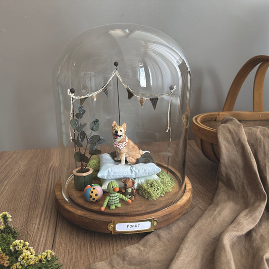 【訂製全身寵物】大玻璃罩 月落屋 露營的日子 寵物紀念 居家擺飾